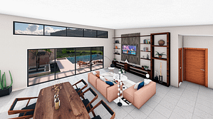 This cleverly designed home measures 3,378 square feet (314 square meters), and has 5,423
Total square feet (514 square meters) including the covered terrace, garage and driveways.
Surrounded by upscale homes in the coveted development of Coco Bay Estates where you