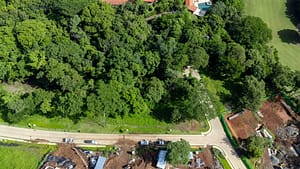 Aerial view of Sauco Lot #14 in Reserva Conchal, Costa Rica, showcasing its proximity to Playa Conchal beach.