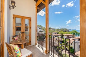 Private balcony with breathtaking ocean views at 42 Carlota Penthouse in Las Catalinas.