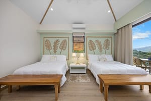 Stylish and uniquely designed bedrooms at Casa Camari, each featuring elegant furnishings, custom decor, and stunning ocean or mountain views.