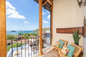 Private balcony with breathtaking ocean views at 42 Carlota Penthouse in Las Catalinas.