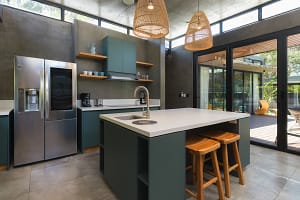 Modern fully equipped kitchen at Villa Aquarena with open-concept design
