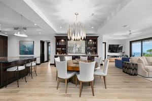 Stylish dining area with ocean views and contemporary design in Unit 502 at 360 Splendor del Pacifico Flamingo.