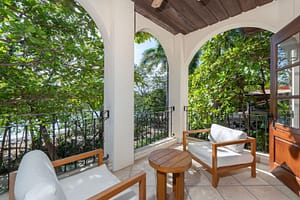 Private ocean-view balcony with breathtaking beach scenery at 9 Paseo del Mar, Las Catalinas.