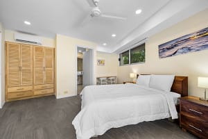 Spacious and luxurious bedrooms with ocean views at Casa Nalifos, Playa Flamingo, Costa Rica.