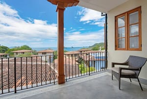 Spacious covered balcony at 32 Plaza Central, Las Catalinas – breathtaking ocean views and a serene coastal retreat.