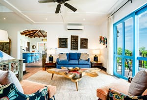 Living room at 9 Calle Cartagena - stylish and modern space with ocean views
