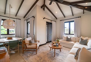 Modern open concept kitchen with bright finishes at 18 Calle La Ronda Las Catalinas Costa Rica