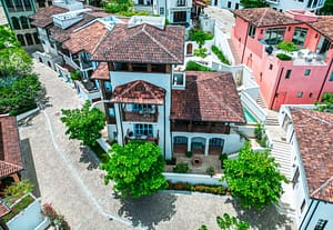 Aerial view of 9 Calle Cartagena - luxurious multi-storey home with ocean views and elegant design