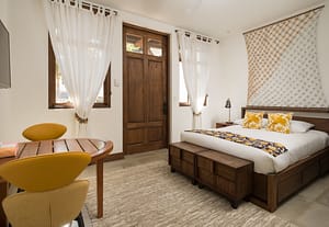 Elegant master bedroom at 9 Calle La Ronda, Las Catalinas with ocean views and modern design.