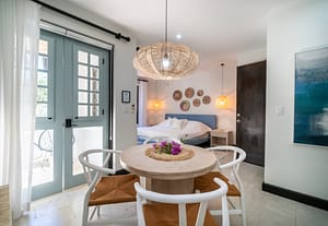Bright and airy bedroom with private balcony overlooking Las Catalinas town at 18 Calle La Ronda Costa Rica home for sale