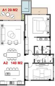 Condominium Azul, Two Bedroom with Pool 140m2 Floor Plan, Ocean Front Condo in Blue Moon, Roatan