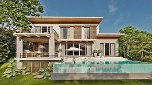 Villa Celeste, View 2. Two Story Plan, Blue Moon, Roatan