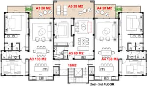 Condominium Azul, 2nd and 3rd Story Floor Plan Drawings, Ocean Front Condo in Blue Moon, Roatan