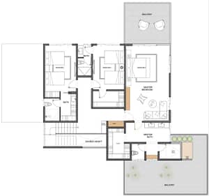 Villa Celeste, 387m2, 2nd Story Floor Plan, Blue Moon, Roatan, View 2